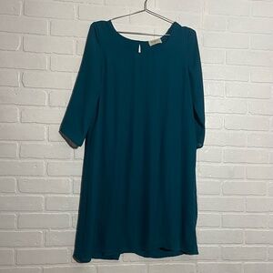 Everly Dress Womens Teal Flowy 3/4 Sleeves  Business Medium